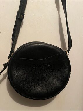 Leather Black Round Crossbody Bag